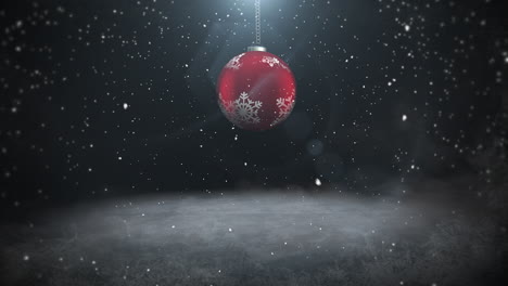animated close up white snowflakes and red balls