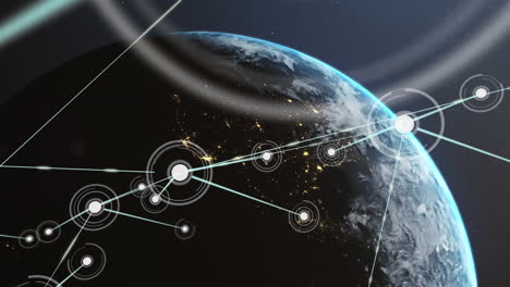 animación de redes de conexiones en todo el planeta tierra
