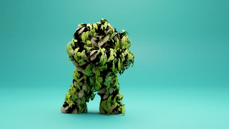 el clip del monstruo bailando en el árbol aislado. personaje de la planta, breakdance estilo brooklyn, levantamiento, renderizado en 3d