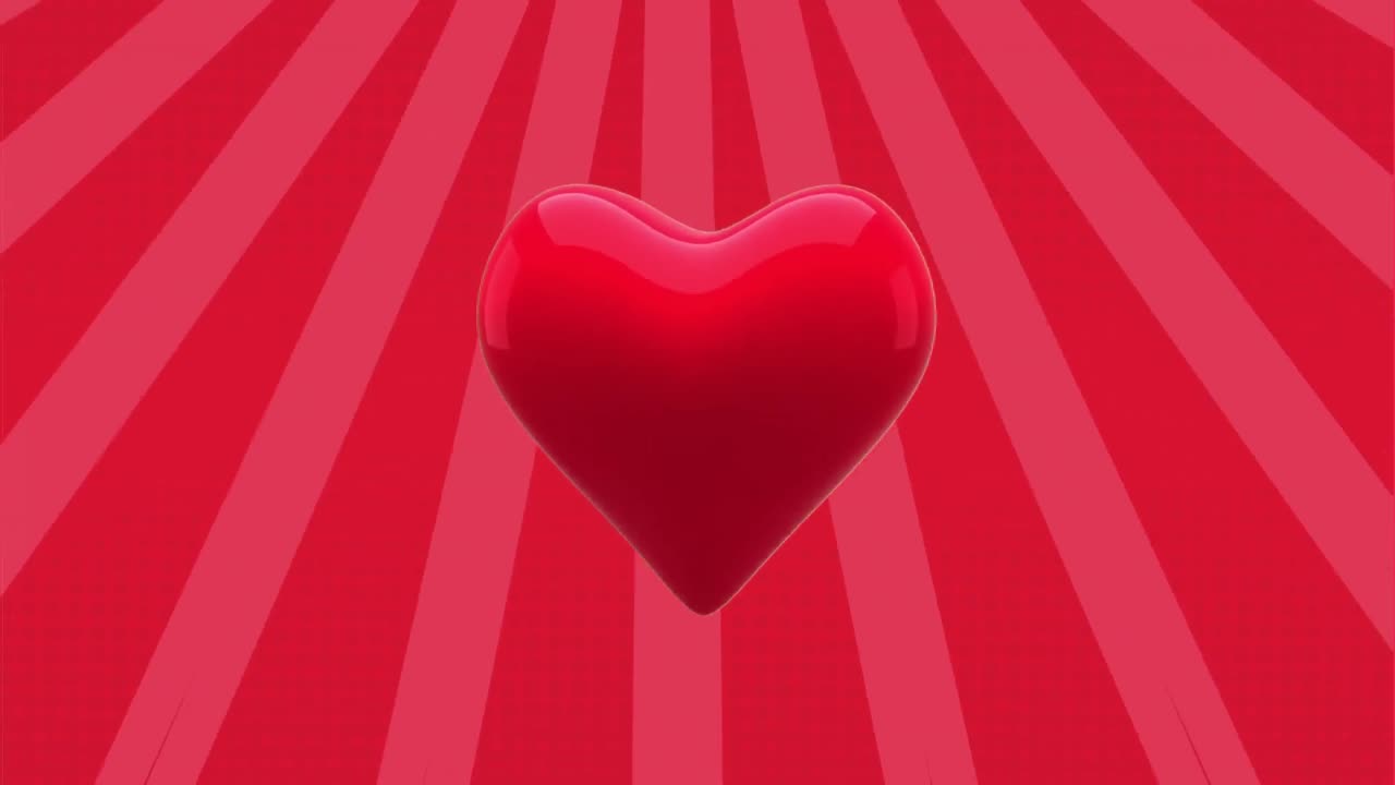 원활한 루프에서 회전하는 빨간 줄무 ⁇ 에 회전하는 심장 박동의 애니메이션