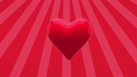 animación de latidos del corazón giratorio en rayas rojas giratorias en un bucle sin costuras