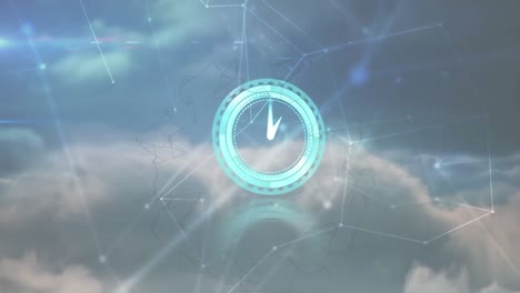 animación de un reloj moviéndose rápidamente a través de una red de conexiones