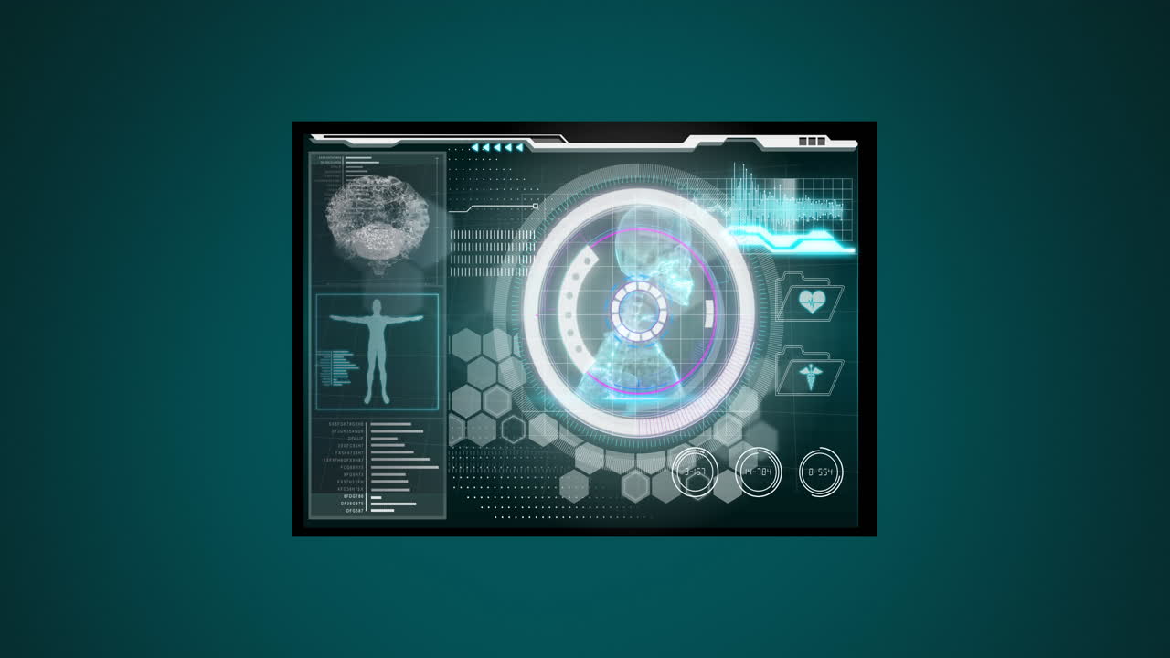 스 ⁇  스캐닝과 디지털 화면에서 의료 데이터 처리의 애니메이션