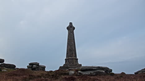 the monument to francis basset on top of carn brea in cornwall - pullback