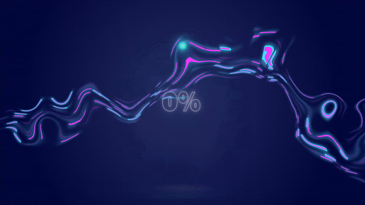 Animation of purple shapes moving over 0 percents