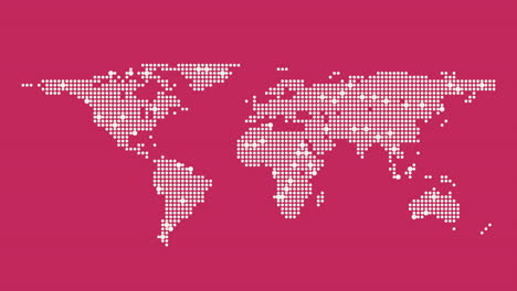 World-map-with-pink-background-covered-in-small-white-dots-symbolizing-global-population-distribution