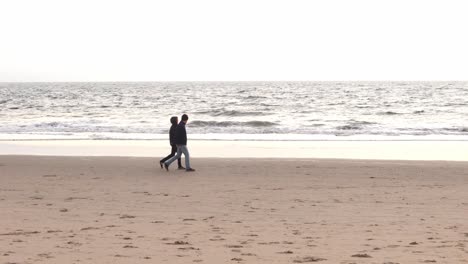 people walking at the beach on a chilli cloudy afternoon in california venice beach