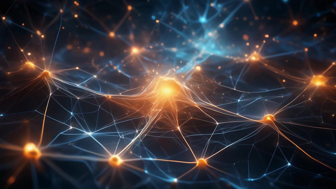 Connessioni di Rete Neurale Astratte che Rappresentano l'Intelligenza Artificiale e il Flusso di Dati