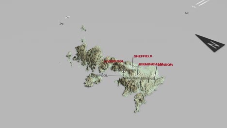 mapa de terreno en 3d del reino unido