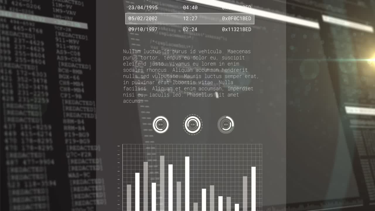 검은색 배경 위의 데이터 처리 애니메이션