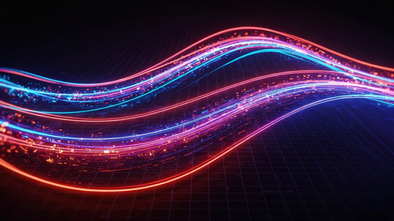 Vibrant Waves of Colorful Light Creating a Dynamic Visual Symbolizing Energy and Motion in a Modern Digital Environment