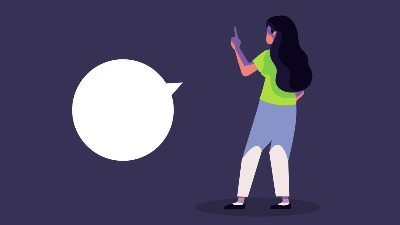 Woman Pointing at a Speech Bubble