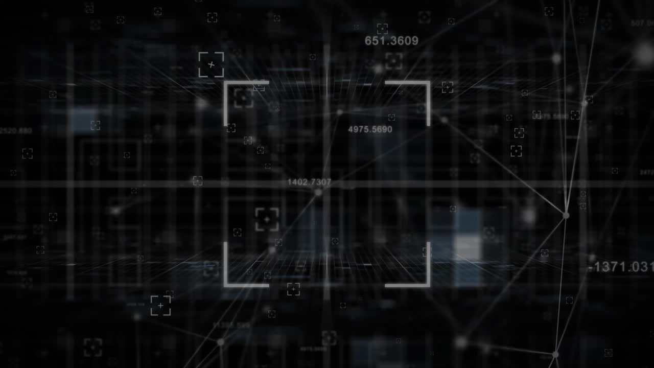 Animation of network of connections over data processing and scope scanning