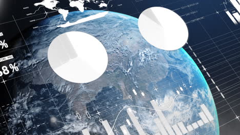 animation of data processing and statistics over globe