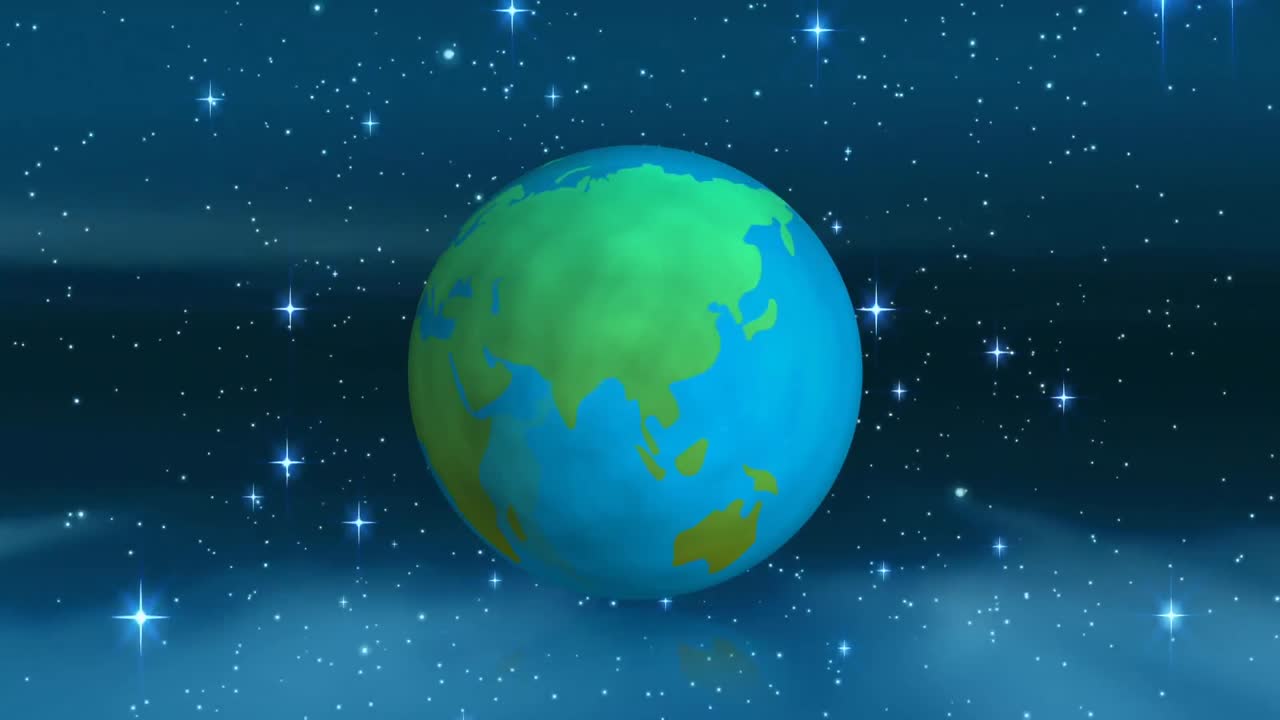 girando el globo terrestre contra las estrellas en el espacio