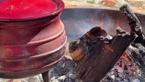 Pata-Cocinando-Sobre-Fuego-En-Hoyo