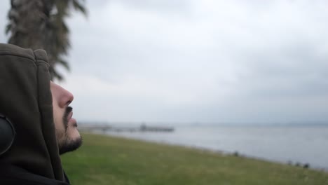 sad man smoking