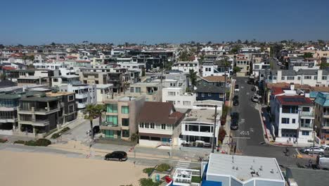 Manhattan-Beach-Boulevard-Y-El-Centro-Durante-El-Verano-En-California,-Estados-Unidos