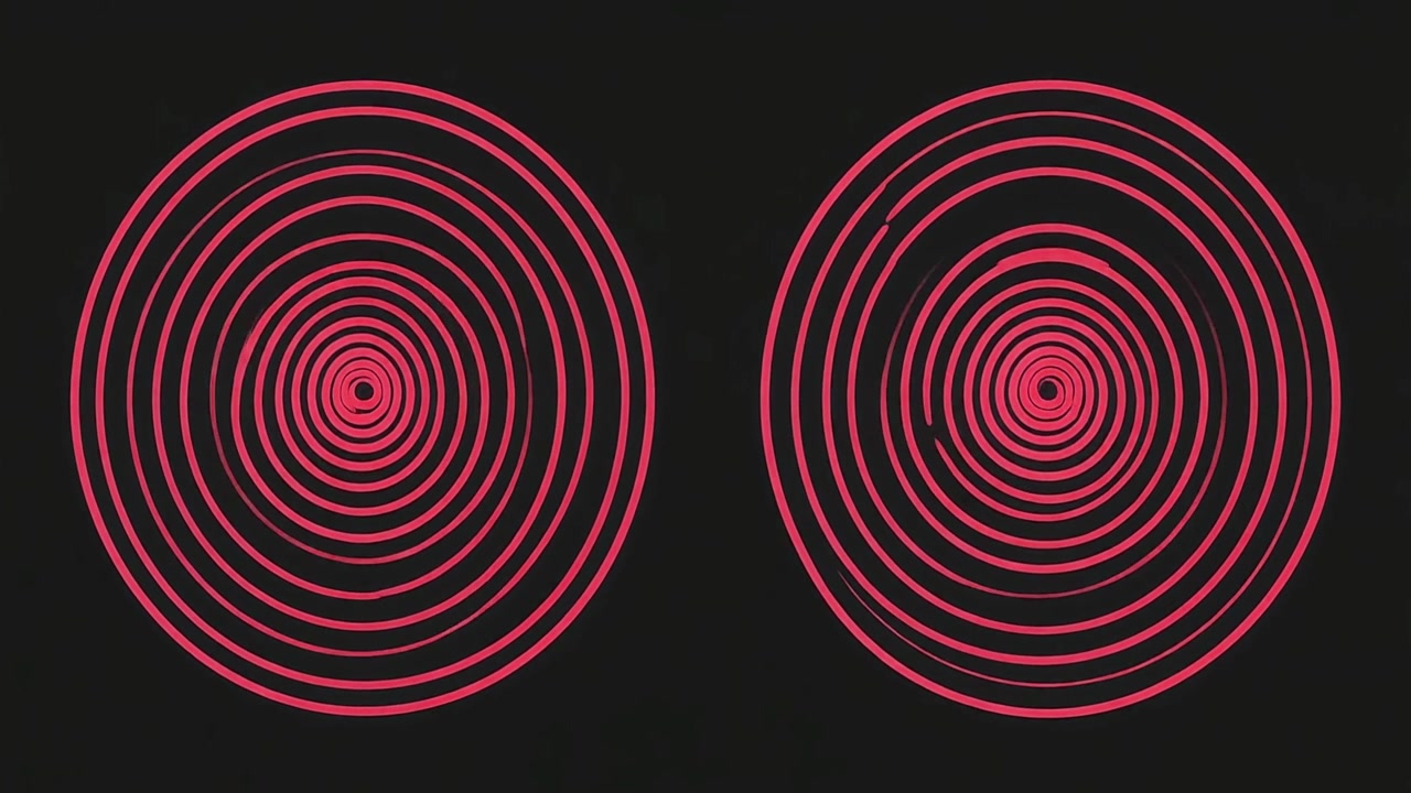 Two Red Concentric Circles Expanding on a Dark Background