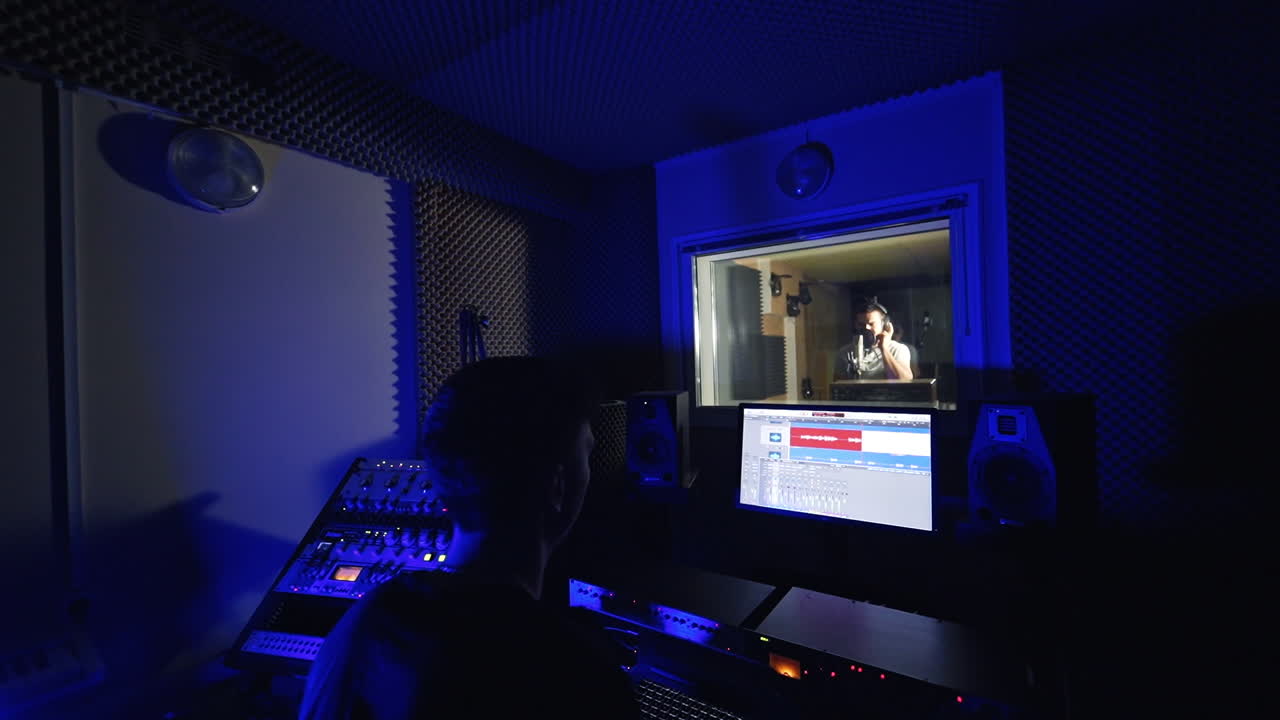 sesión de grabación en un estudio de música profesional