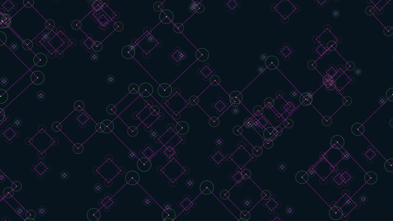 forma geométrica de cubos futuristas con puntos de neón en degradado oscuro