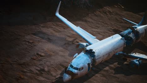 avión aplastado abandonado en el desierto