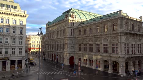 static view out towards beautiful vienna state opera on sunny day