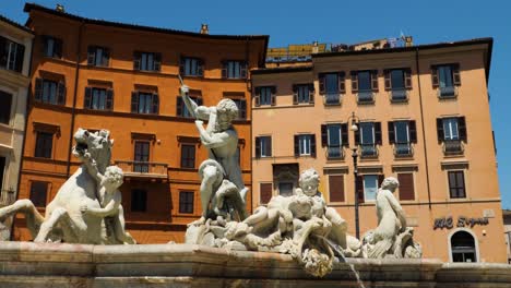 fountain of the neptune in piazza navona, italian architecture, rome, italy