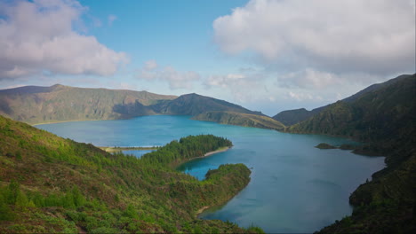 high view point of volcanic lake in the azores islands - portugal