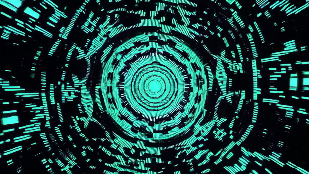 Abstract Glowing Green Tunnel Visuals