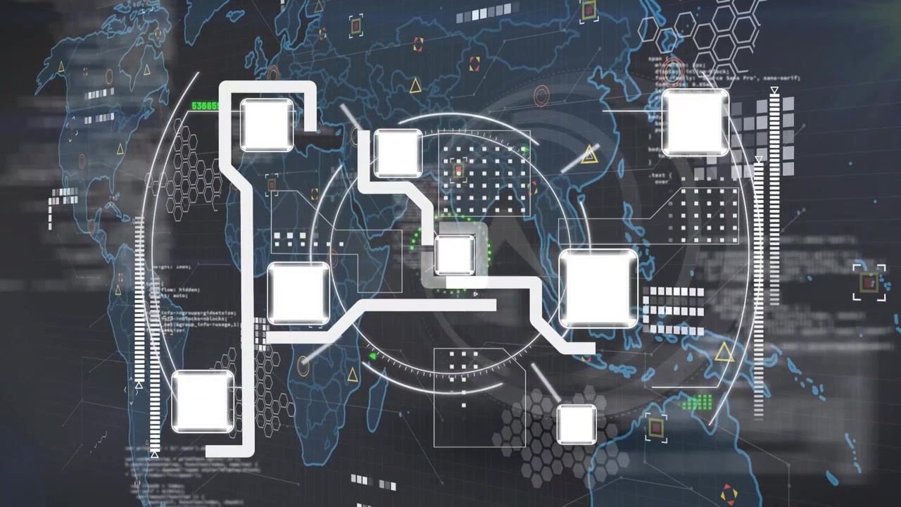 Animation of data processing over world map