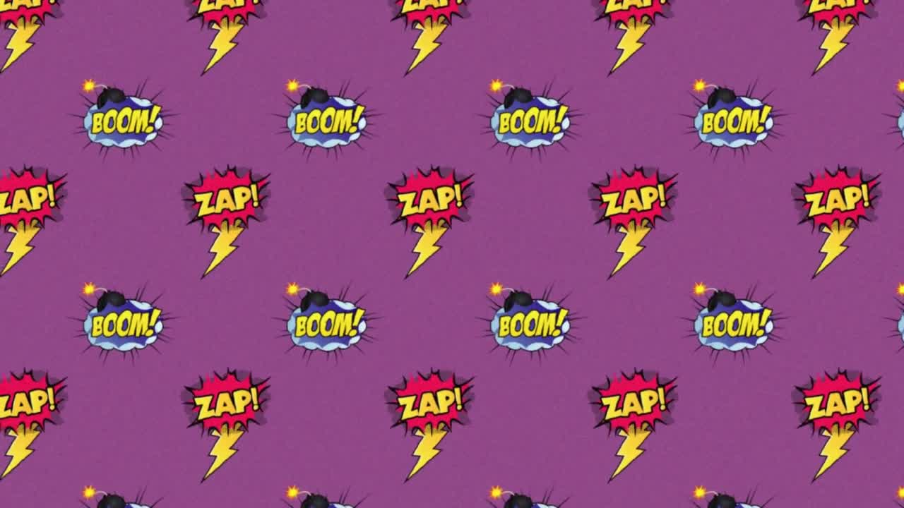 다른 배경에 5 개의 만화 옵션 텍스트의 애니메이션