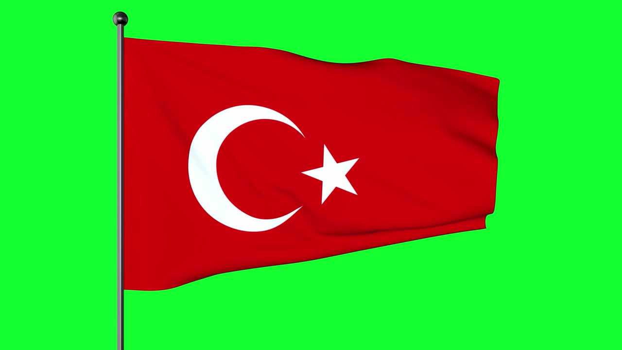 Greenscreen af Tyrkiets flag, et rødt flag med en hvid stjerne og halvmåne. Flaget kaldes ofte al bayrak og omtales som al sancak i den tyrkiske nationalsang