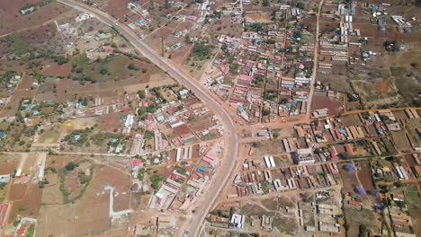 stunning aerial overview of a rural african town in kenya