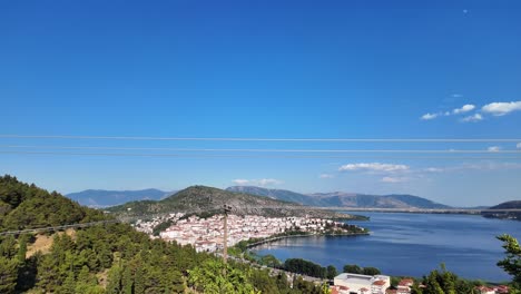 kastoria city lake orestiada surrounded by mountains nature landscape viewpoint macedonia