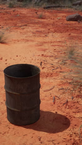 a rusty barrel in the australian outback