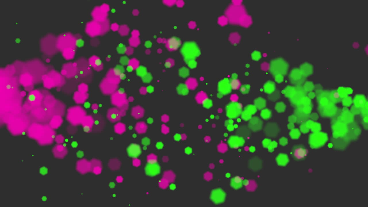 Fly and falling colorful round particles with glitters on black gradient 2