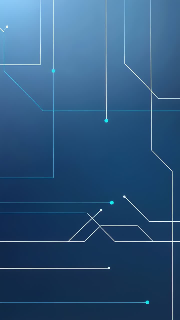Vertical video: Dots emerging on lines shifting to turquoise descending on interface showing flow