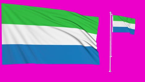 Green-Screen-Schwenkt-Sierra-Leone-Flagge-Oder-Fahnenmast