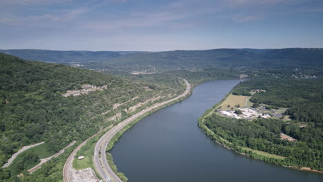 slow aerial hyperlapse of the i-24 highway going around moccasin bend