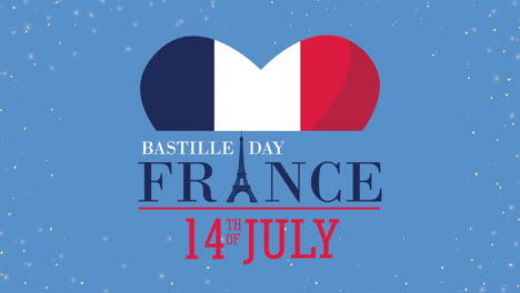 bastille day france celebration lettering with flag in heart