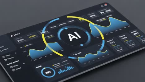 an overview of an advanced ai dashboard featuring dynamic data visualizations and insights on performance metrics and analytics trends in real-time