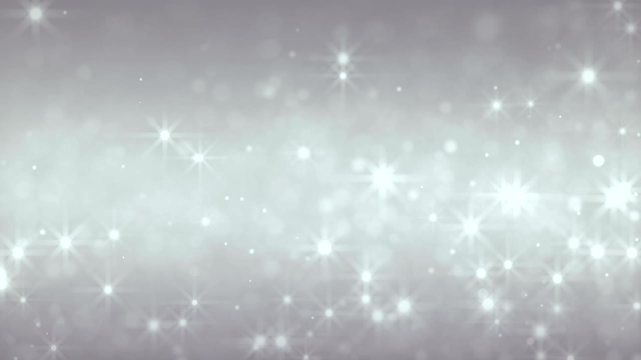 estrellas brillantes y partículas fondo plateado de invierno