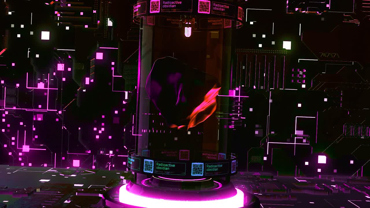 objeto radiactivo futurista en un recipiente cilíndrico