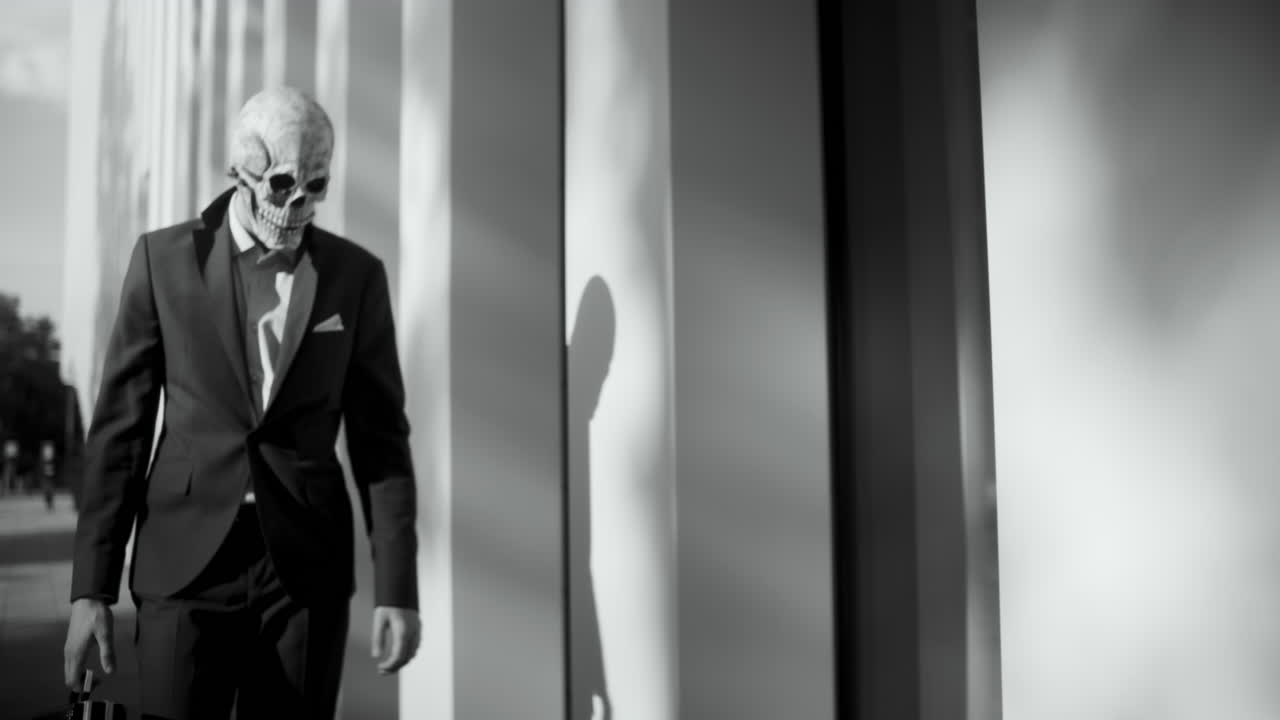 Man Walking in Front of Modern Building