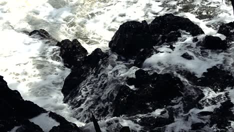 closeup of waves crashing over the