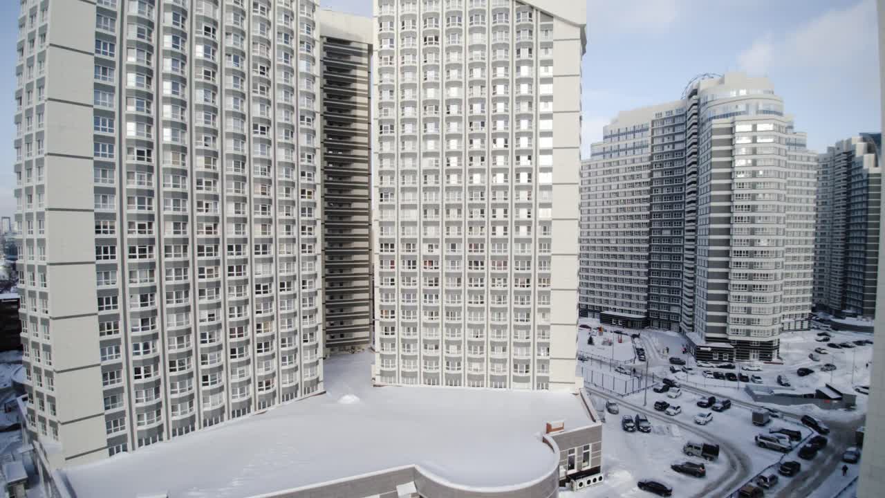 Snowy City Apartment Buildings
