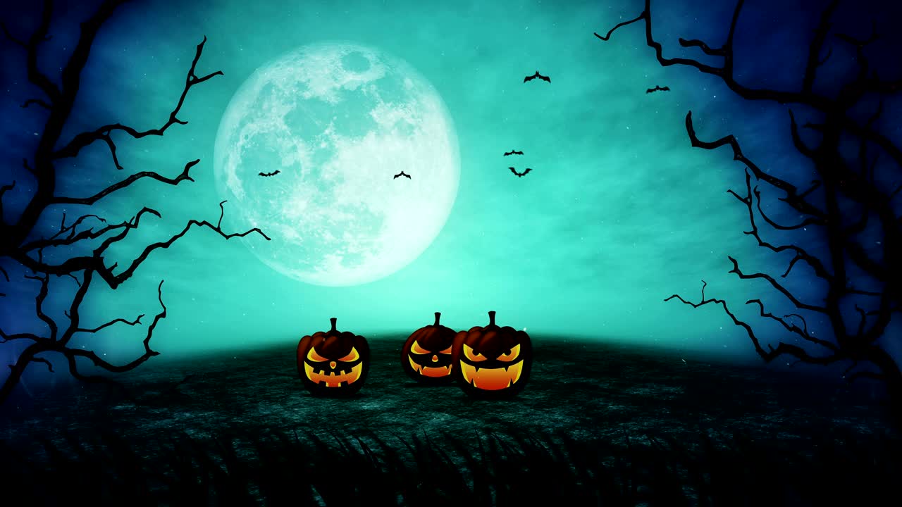 halloween cabeza de calabaza jack linterna, noche espeluznante, bucle