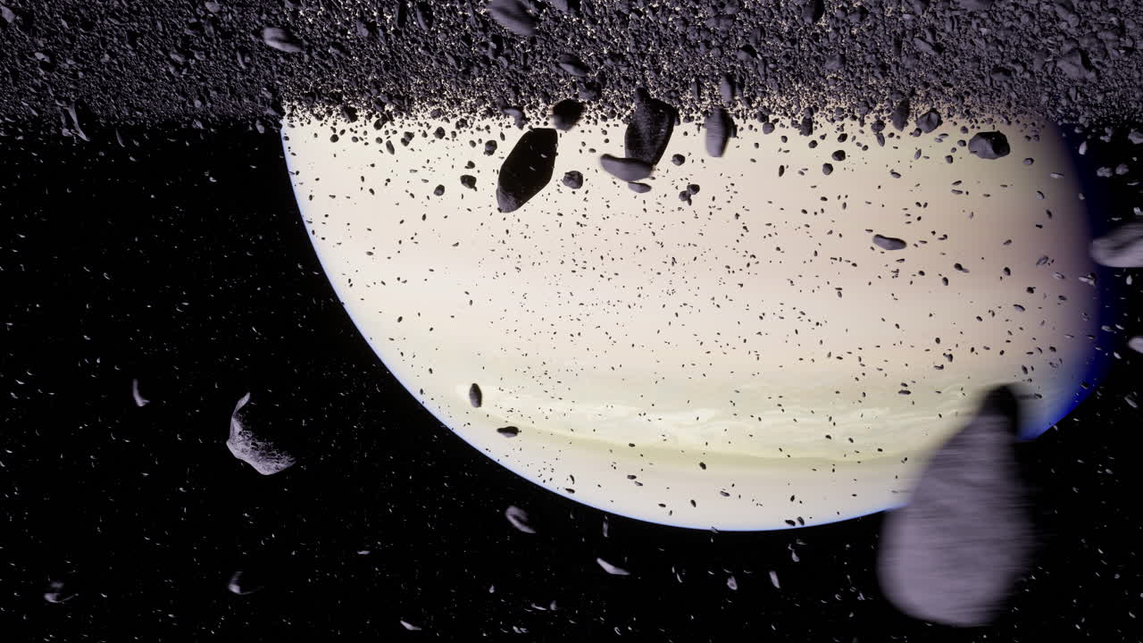 Exploration of saturn and its mesmerizing rings amidst floating debris