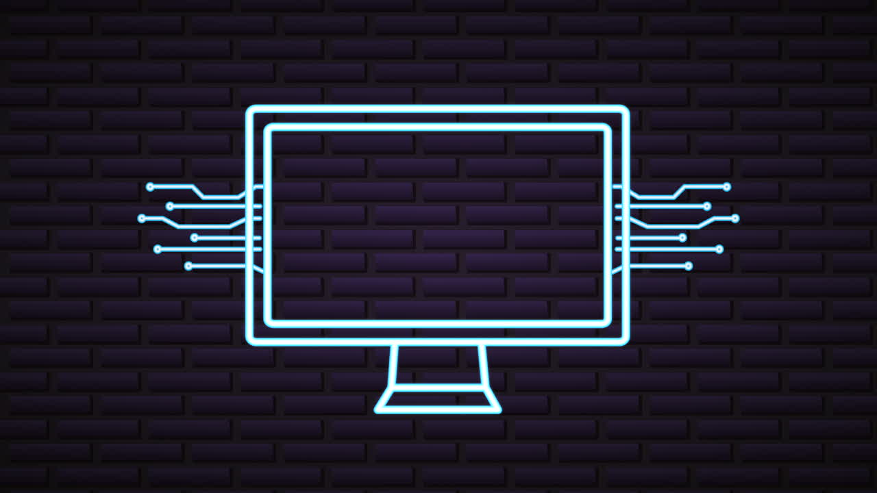 cyber lunes luces de neón animación con el escritorio